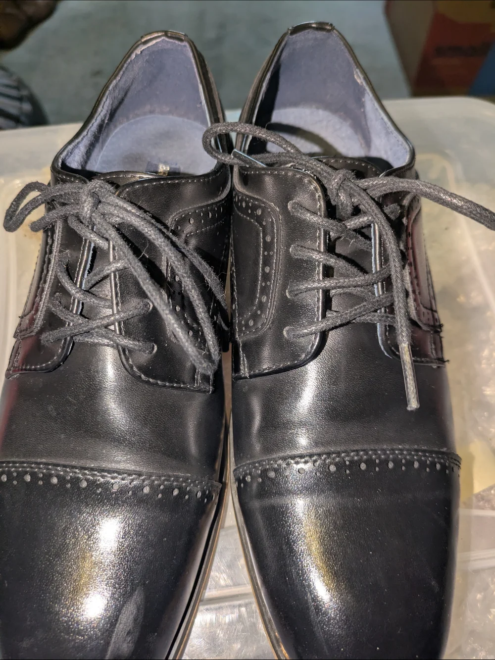 Bruno Marc Big Boys Black Cap-Toe Lace-Up Oxfords Size 6